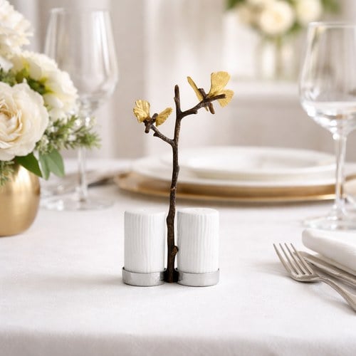 美國Michael Aram 銀杏蝴蝶翅膀椒鹽罐