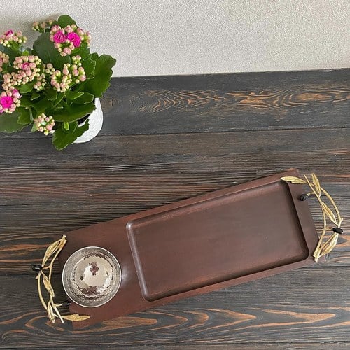 美國Michael Aram 橄欖枝木質麵包盤組