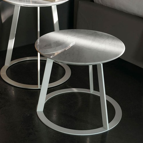 義大利HORM ALBINO FAMILY 大理石邊桌 (白、高32公分)