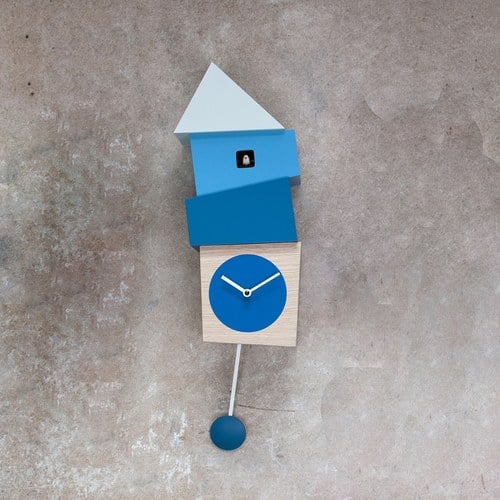 義大利 Progetti 歪房子咕咕鐘(藍白色)