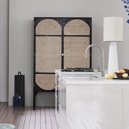 荷蘭HkLiving RETRO藤編田園風多格高櫃(黑)