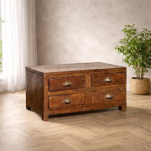 荷蘭RawMaterials 柚木四格抽屜矮櫃