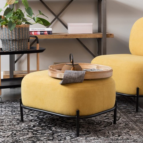 荷蘭Zuiver 泡芙軟墊休閒腳凳(黃)