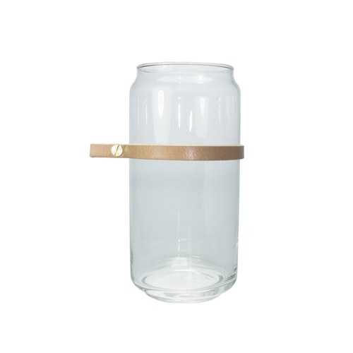 泰國DesignersField 原色皮革玻璃罐 (細帶款)