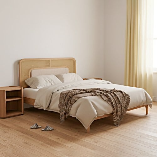 夏馬Shiamal Home 藤編床架 (雙人、原木色)