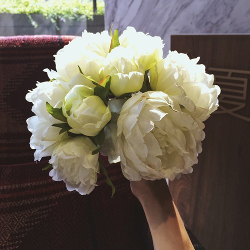 荷蘭Emerald人造花藝 白色芍藥花束 (8枝)