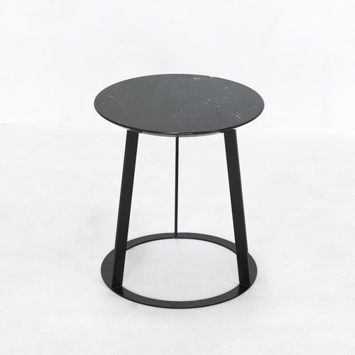 義大利HORM ALBINO FAMILY 大理石邊桌 (黑、直徑41公分)