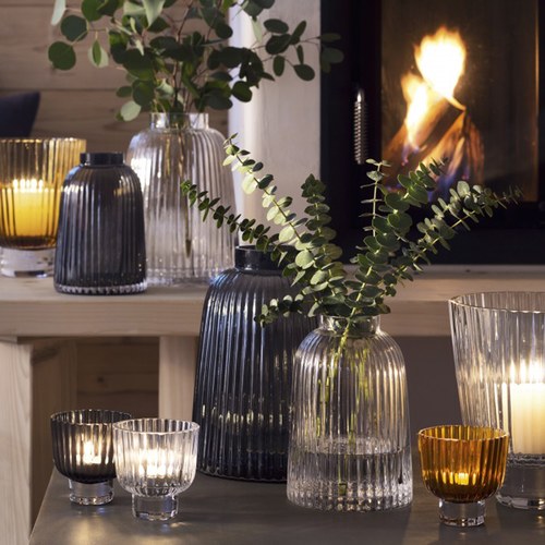 英國 LSA 小皺褶窄口花器(沉穩灰、高26公分)