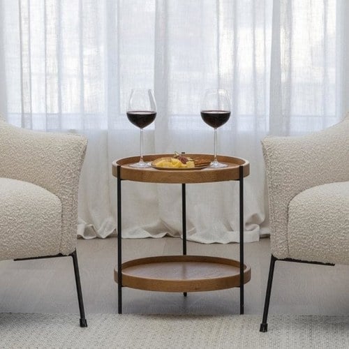 丹麥Tolv Humla 立體邊緣雙層圓形邊桌 (橡木、直徑44cm)