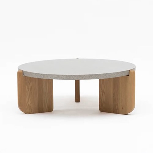 丹麥Tolv 水磨石面圓形茶几 (暖灰)