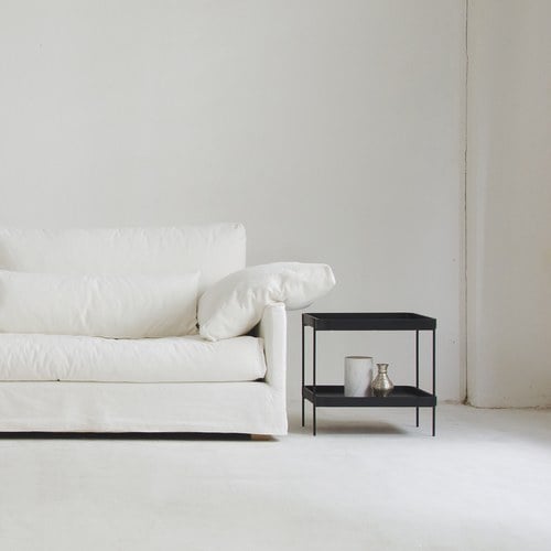 丹麥Tolv Humla 立體邊緣雙層方形邊桌 (黑)