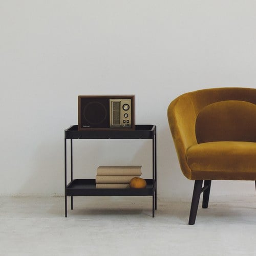 丹麥Tolv Humla 立體邊緣雙層方形邊桌 (黑)