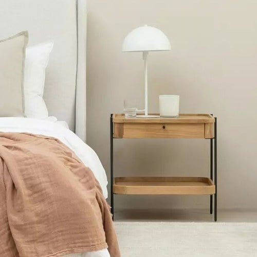 丹麥Tolv Humla 立體邊緣雙層方形收納邊桌(橡木)