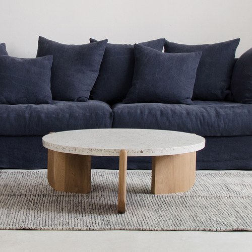 丹麥Tolv 水磨石面圓形茶几(白)