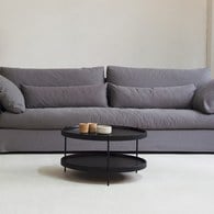 丹麥Tolv Humla 立體邊緣雙層圓形茶几 (黑、直徑69cm)