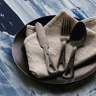 日本Aoyoshi 野營風餐叉 (黑、18.6公分)