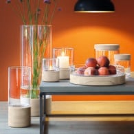 英國LSA 木底圓玻璃花器 (高36公分)