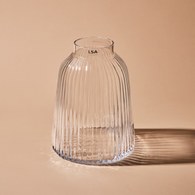 英國 LSA 皺褶窄口花器(透明、高20公分)
