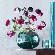 英國LSA 爵士時代炫彩球型花器 (孔雀藍、高18公分)