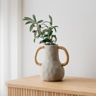 丹麥Lene Bjerre 撞色雙耳花器 (淺灰、高21.5公分)