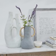 丹麥Lene Bjerre 撞色雙耳花器 (深灰、高25.5公分)