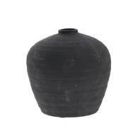 丹麥Lene Bjerre 質樸陶作窄口花器 (黑、高21公分)