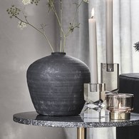 丹麥Lene Bjerre 質樸陶作窄口花器 (黑、高21公分)