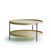 丹麥Tolv Humla 立體邊緣雙層圓形茶几 (橡木、直徑69cm)