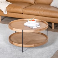 丹麥Tolv Humla 立體邊緣雙層圓形茶几 (橡木、直徑69cm)