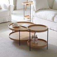 丹麥Tolv Humla 立體邊緣雙層圓形茶几 (橡木、90cm)