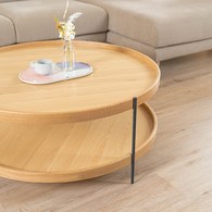 丹麥Tolv Humla 立體邊緣雙層圓形茶几 (橡木、90cm)