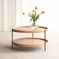 丹麥Tolv Humla 立體邊緣雙層圓形茶几 (橡木、90cm)