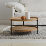 丹麥Tolv Humla 立體邊緣雙層圓形茶几 (橡木、90cm)