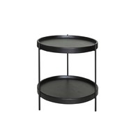 丹麥Tolv Humla 立體邊緣雙層圓形邊桌 (黑、直徑44cm)
