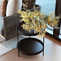 丹麥Tolv Humla 立體邊緣雙層圓形邊桌 (黑、直徑44cm)