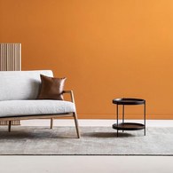 丹麥Tolv Humla 立體邊緣雙層圓形邊桌 (黑、直徑44cm)