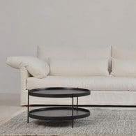 丹麥Tolv Humla 立體邊緣雙層圓形茶几 (黑、直徑69cm)