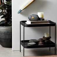 丹麥Tolv Humla 立體邊緣雙層方形邊桌 (黑)