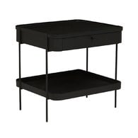 丹麥Tolv Humla 立體邊緣雙層方形收納邊桌 (黑)