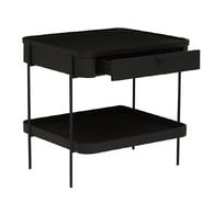 丹麥Tolv Humla 立體邊緣雙層方形收納邊桌 (黑)