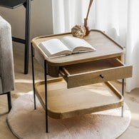 丹麥Tolv Humla 立體邊緣雙層方形收納邊桌(橡木)