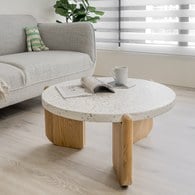 丹麥Tolv 水磨石面圓形茶几(白)