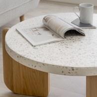 丹麥Tolv 水磨石面圓形茶几(白)