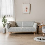 丹麥Tolv 柔軟線條布面三人沙發 (米灰)