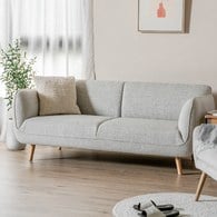 丹麥Tolv 柔軟線條布面三人沙發 (米灰)