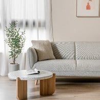 丹麥Tolv 柔軟線條布面三人沙發 (米灰)