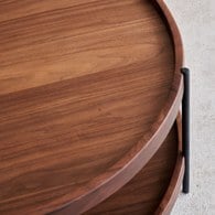 丹麥Tolv Humla 立體邊緣雙層圓形茶几 (胡桃木、90cm)