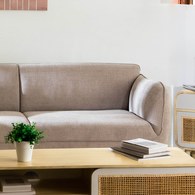 丹麥Tolv 柔軟線條布面2.5人沙發 (米灰)
