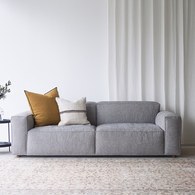 丹麥Tolv Baker澎厚吐司布面沙發 (麻灰、200公分)