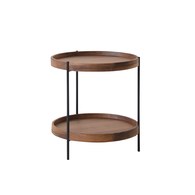 丹麥Tolv Humla 立體邊緣雙層圓形邊桌 (胡桃木、44公分)